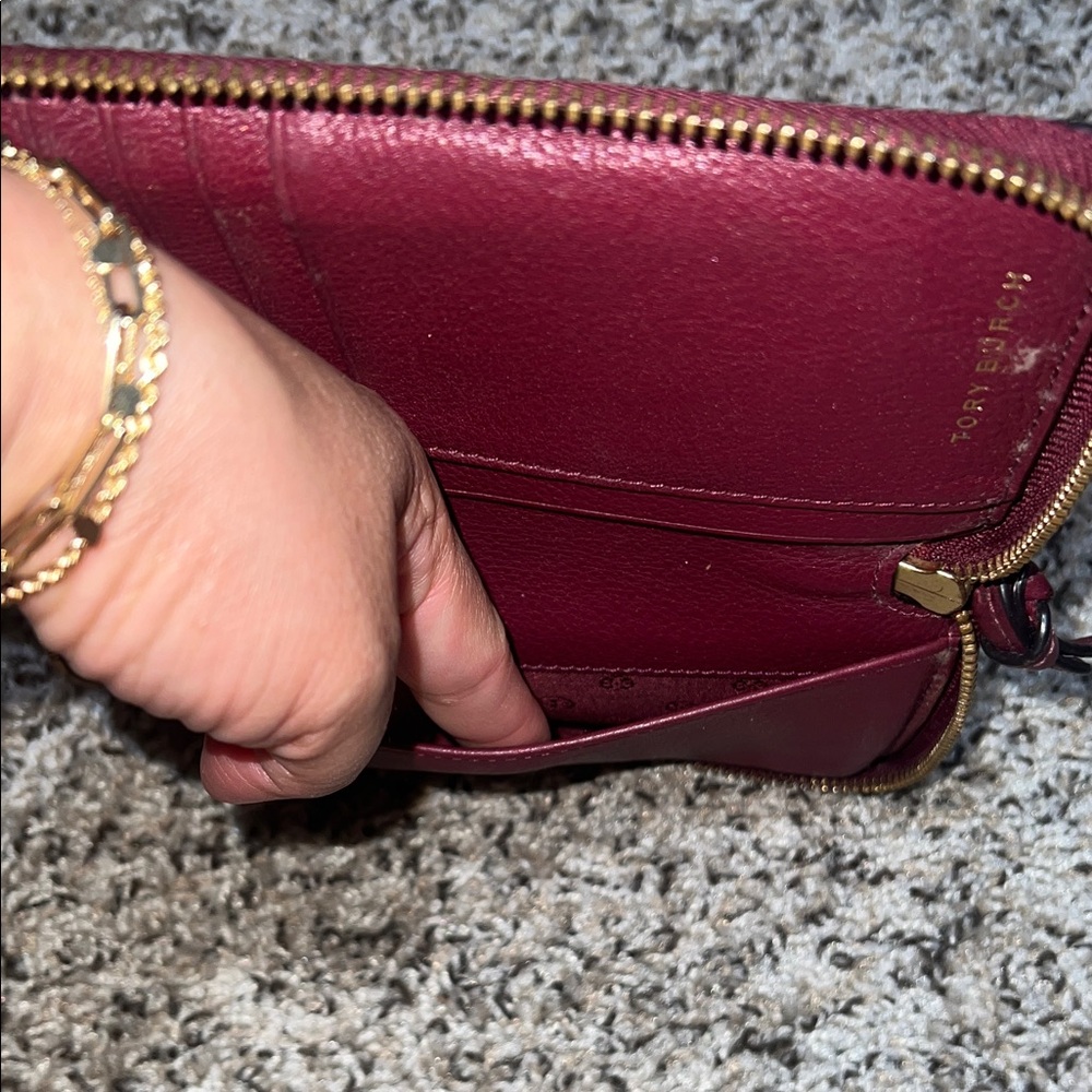 Tory Burch Maroon Leather Wristlet - Picture 4 of 6